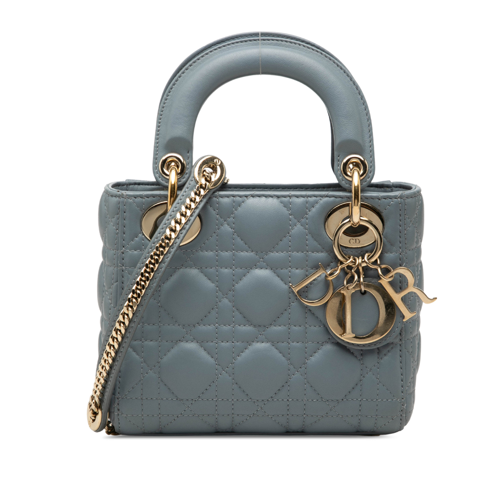 Pre-Loved Dior Mini Lambskin Cannage Lady Dior